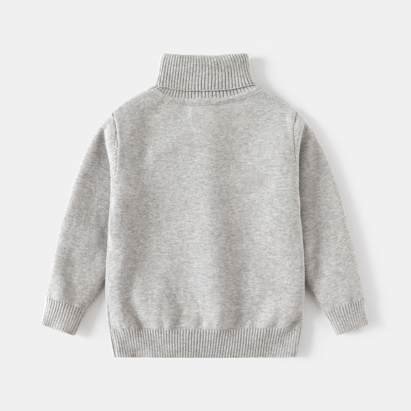 Girls And Boys Turtleneck Solid-color Sweaters