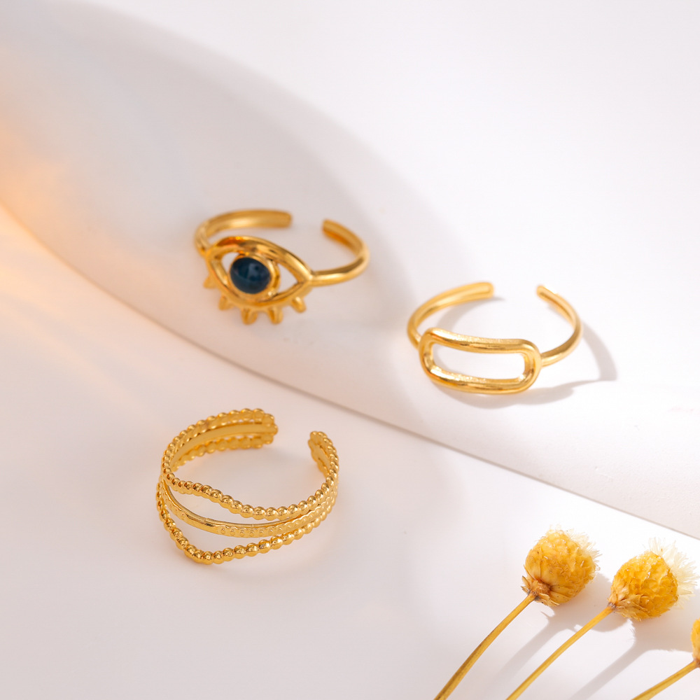 European And American Elegant Stainless Steel Golden Open-end Eyes O-shaped Ring Suit
