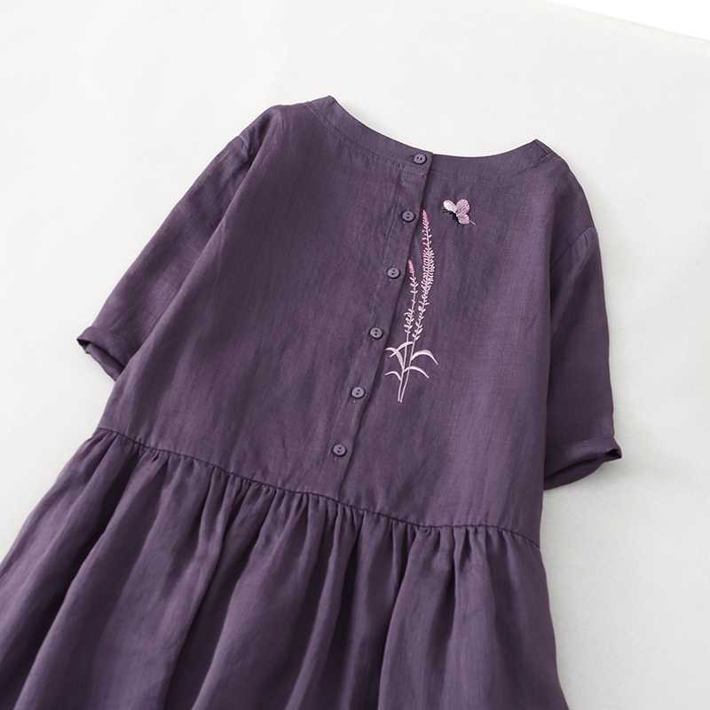 Improved Cheongsam Summer Short Sleeve Artistic Retro Below-the-knee Length