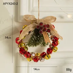 Wrought Iron Metal Jingling Bell Scene Layout Pendant - Red And Gold Bell Garland - View 1