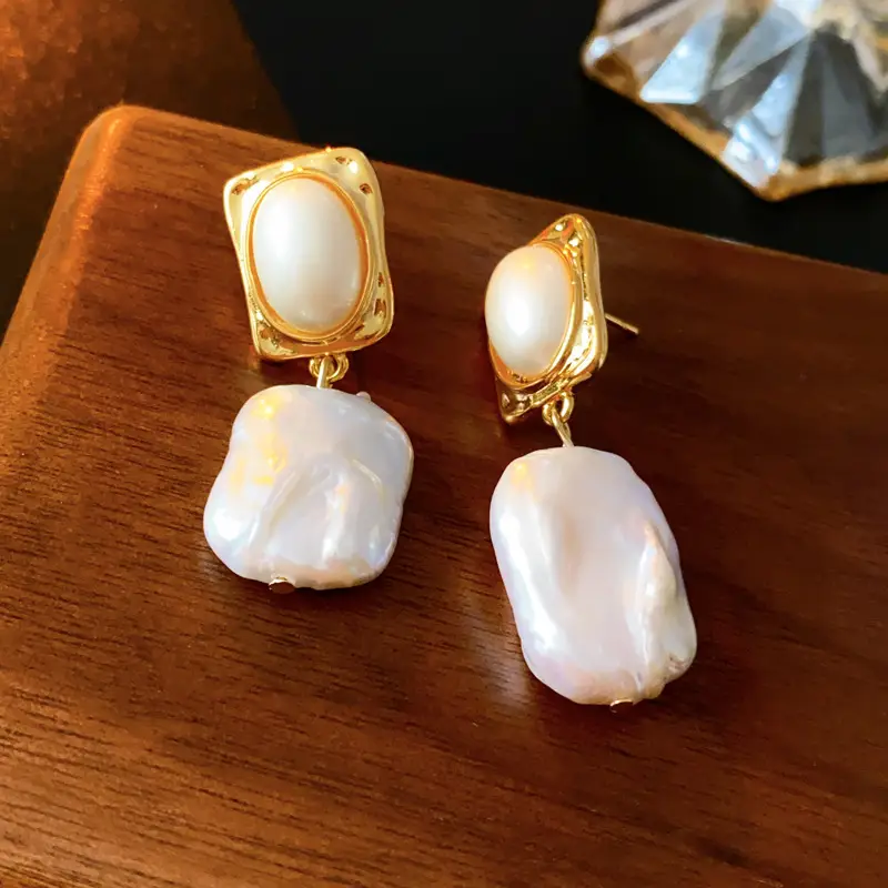 Simple Flower Pearl Tassel Earrings Fashionable And Retro
