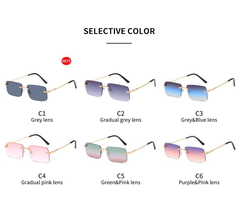 Frameless Personality Square Sea Sunglasses Comfortable Sun Glasses - Image 13