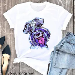 Summer Women's Clothing Schnauzer Dog Women's Printed Wear Clothes T-shirt Women - H2064-L - View 1