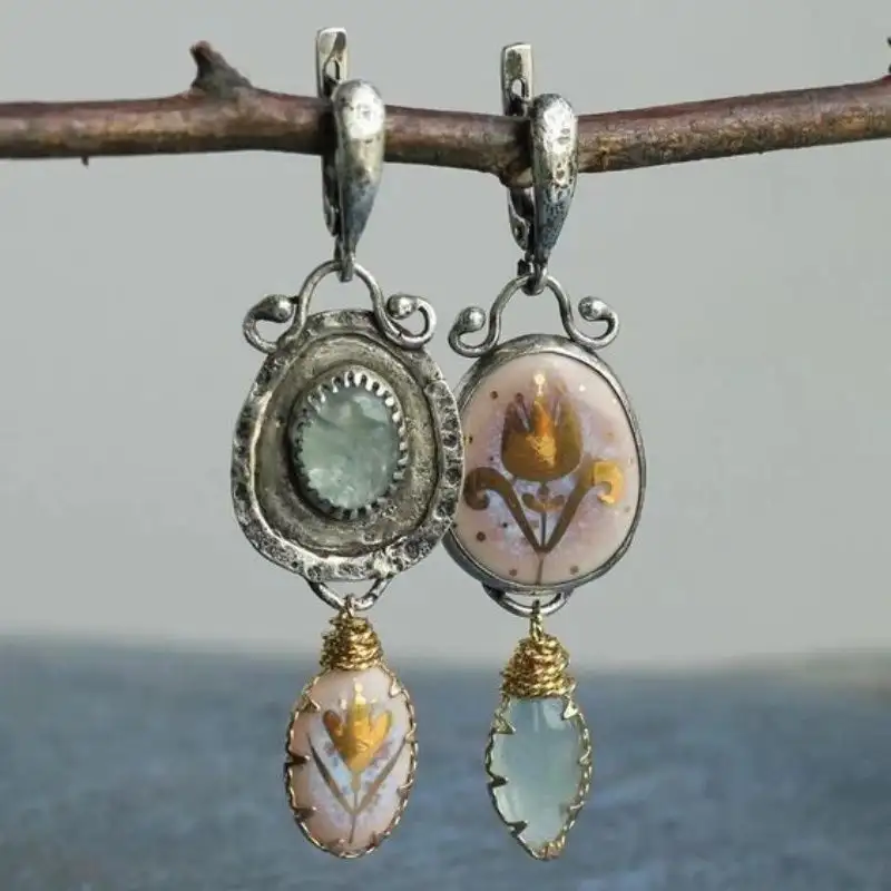 Diamond-encrusted Earrings Featuring Colorful Gemstones
