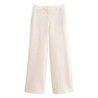 Short Sleeve Double Breasted Top High Waist Trousers White Pants - Shop at LoveMi
