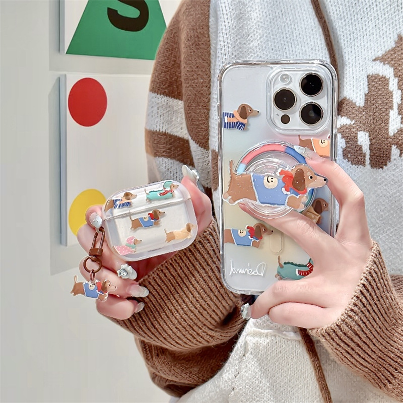 Gradient Sausage Dog Bluetooth Wireless 123 Generation Earphone Sleeves Protective Case - Image 2