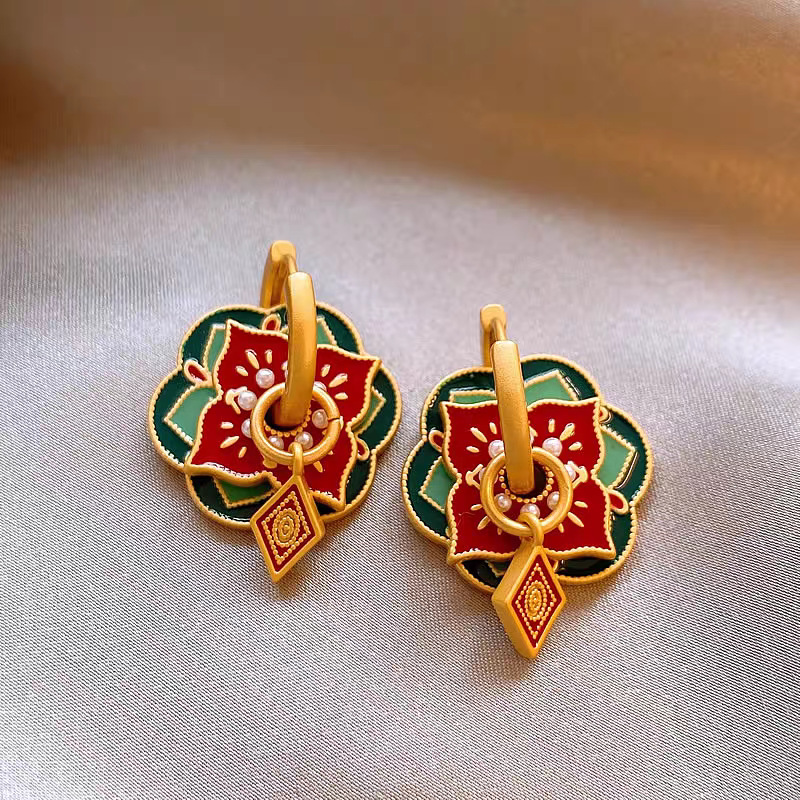 Retro Multi-wear Enamel Drop Oil Advanced Sense Personalized Earrings