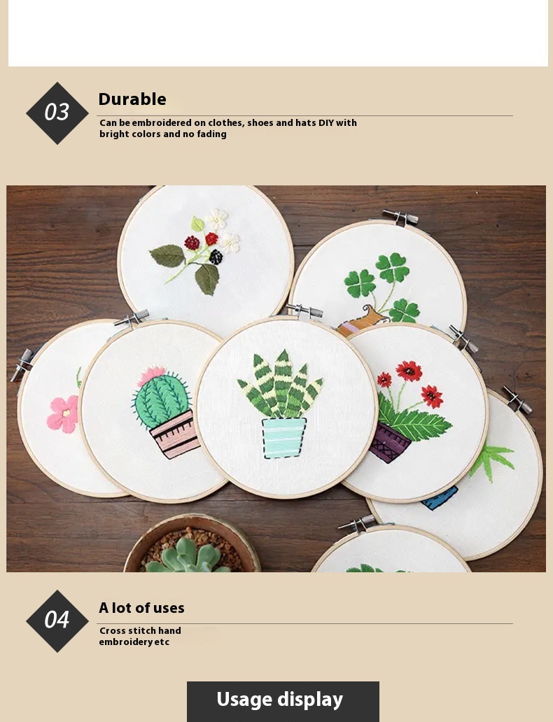 Handmade Polyester Cotton Crossthread Embroidery Wiring