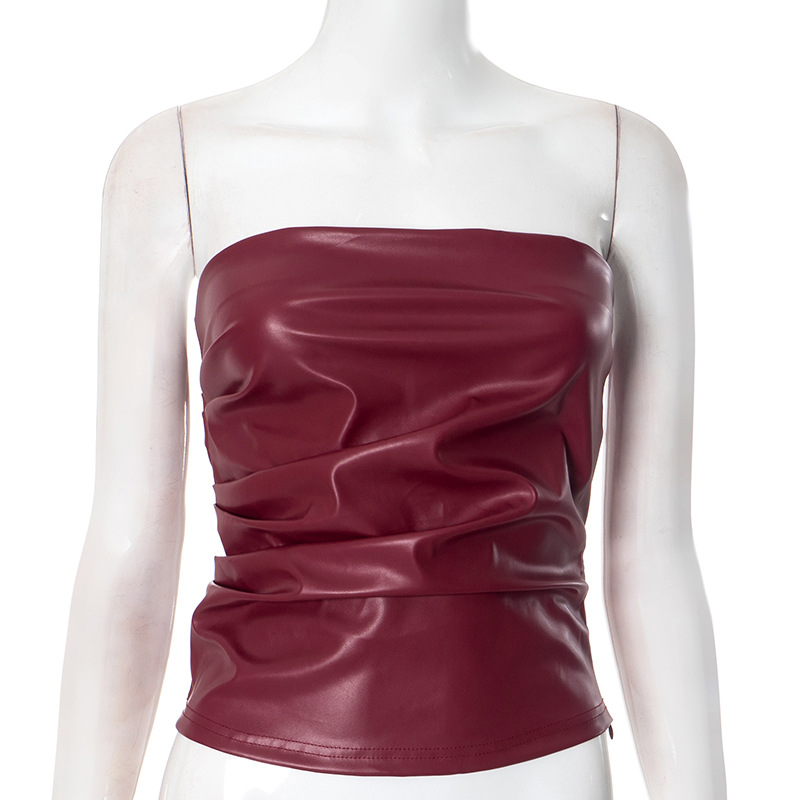 Women's Fashion Clothing Tank top Leather Wine - Shop at LoveMi