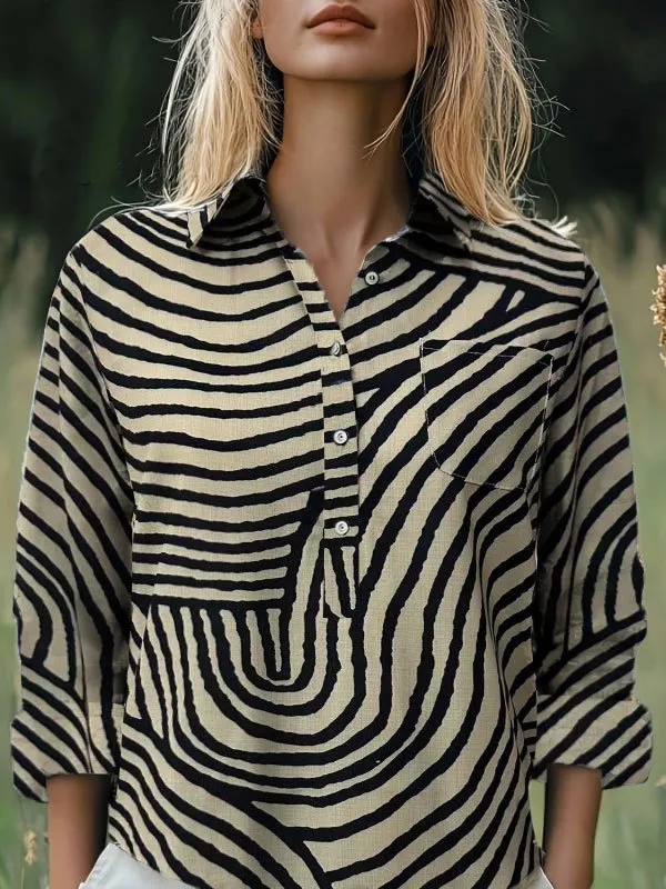 Fashion All matching Printed Casual Half open Lapel Shirt Style 5 - Shop at LoveMi