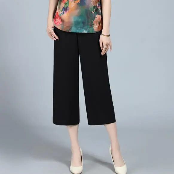 Mom Wear Western Style Suit Ice Silk Top Western Style Small Blouse Short Sleeve Cropped Trousers - Shop at LoveMi