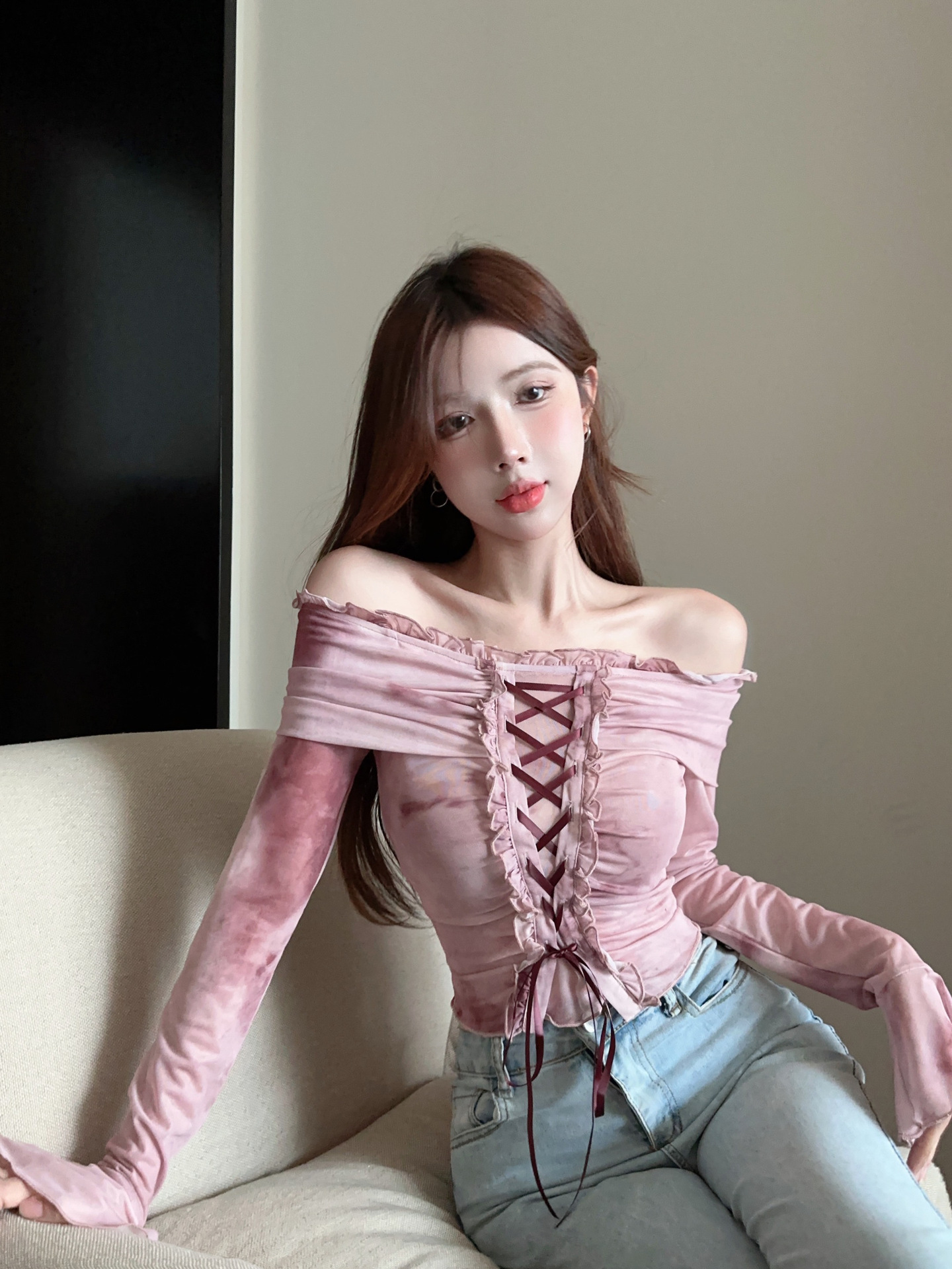 Women's Short Tied Long Sleeves Top