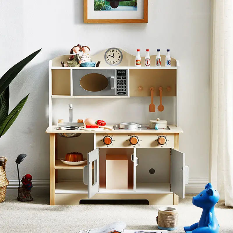 Childrens Pretend Play Toy Wooden Simulation Kitchen