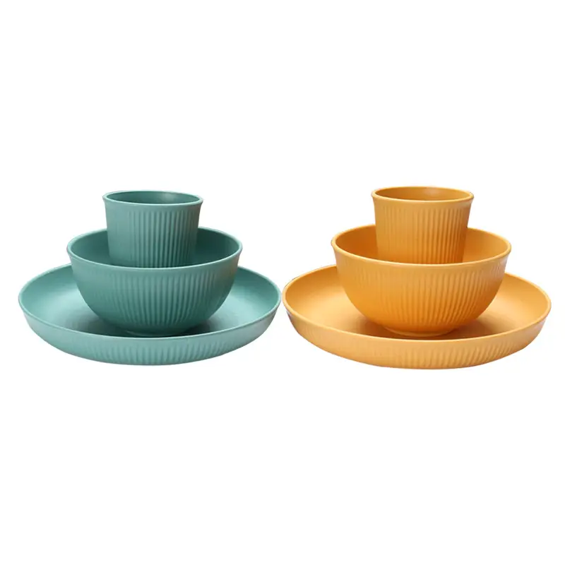 Wheat Straw Bowl Cup Plate Fruit Salad Thick Cutlery Gift Set