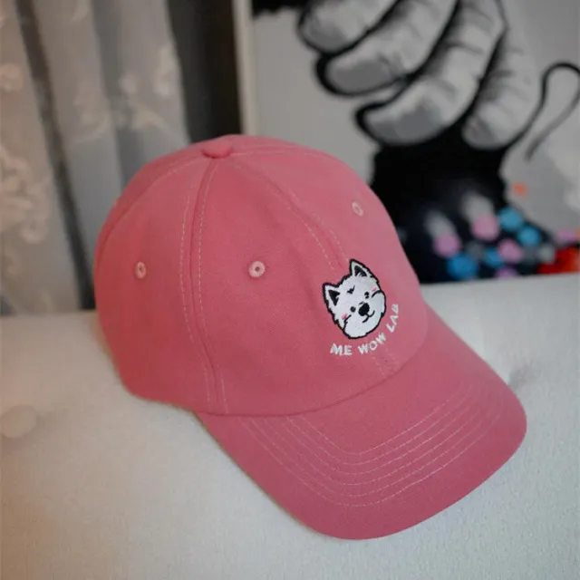 West Highland Embroidery Washed Cotton Baseball Cap Pink - Shop at LoveMi