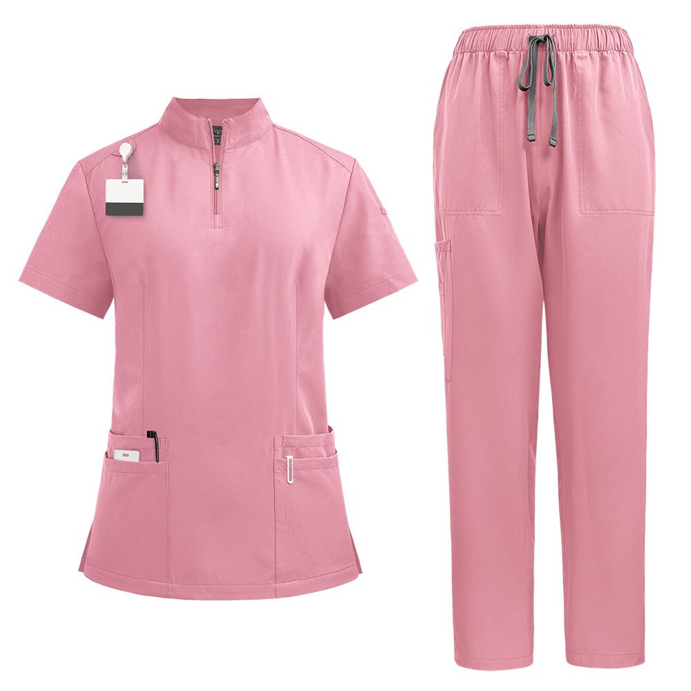 Stand Collar Zipper Doctor Nurse Work Uniforms Suit - Image 13