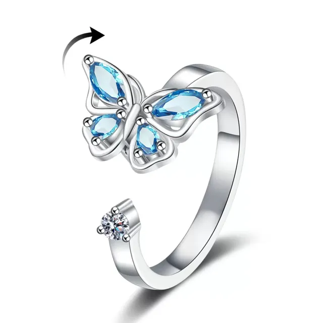 Cool Minority Simple Ins Style Jewelry Ring White Gold Color Blue Diamond - Shop at LoveMi