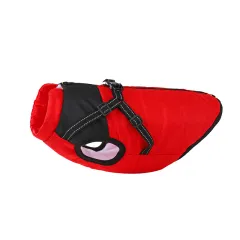 Warm Dog Clothes Thick Polar Fleece Pet Coat - Black Red - View 1
