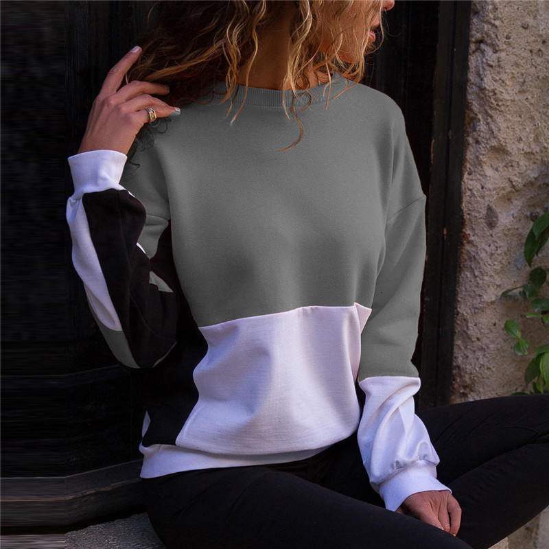 Title 14, Color matching round neck casual long sleeve sw...