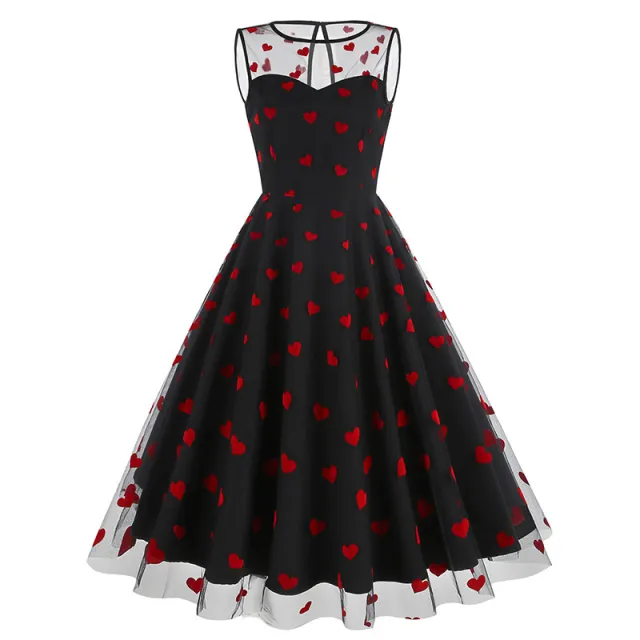 Mesh Embroidery Cherry Dress For Women Black - Shop at LoveMi