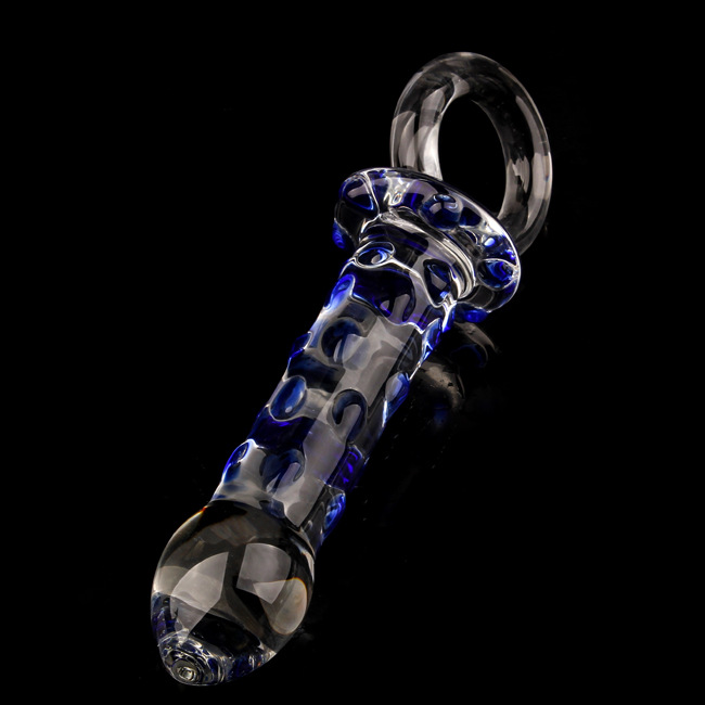 Bead Lock Blue Core Hand Pull Type Glass Dildo Product 10