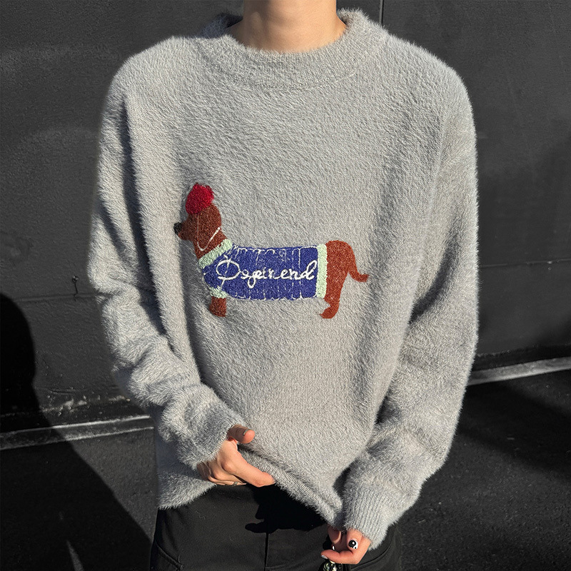 Casual Sweater For Men Featuring A Dachshund Design