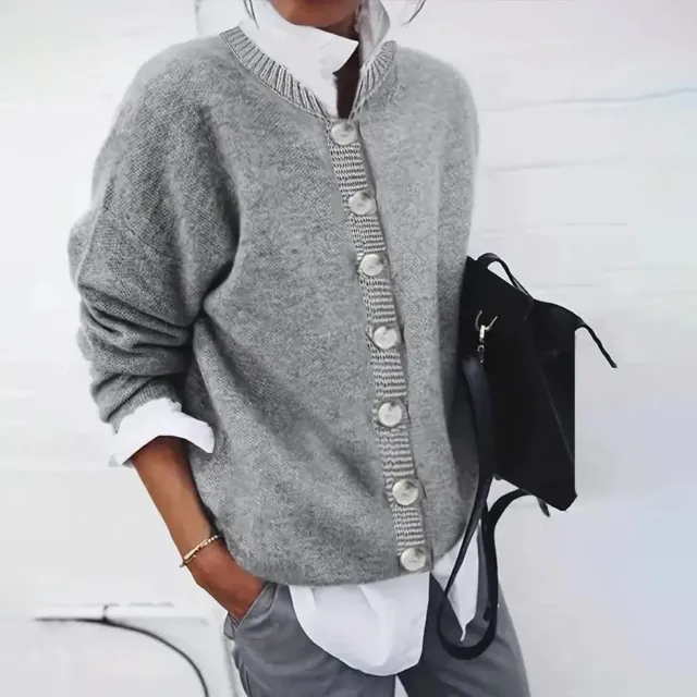 Women's Round Neck Soft Sweater Casual Coat Gray - Shop at LoveMi