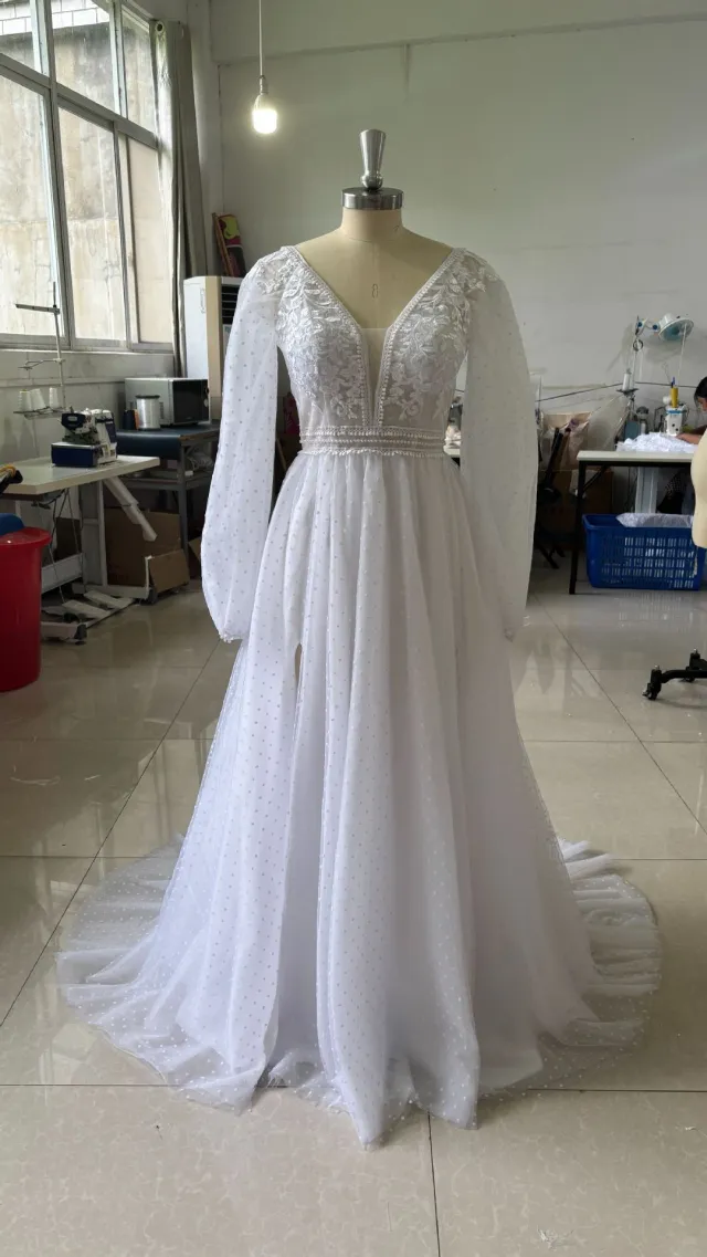 Mesh Split New Light Women's Wedding Dress White - Shop at LoveMi
