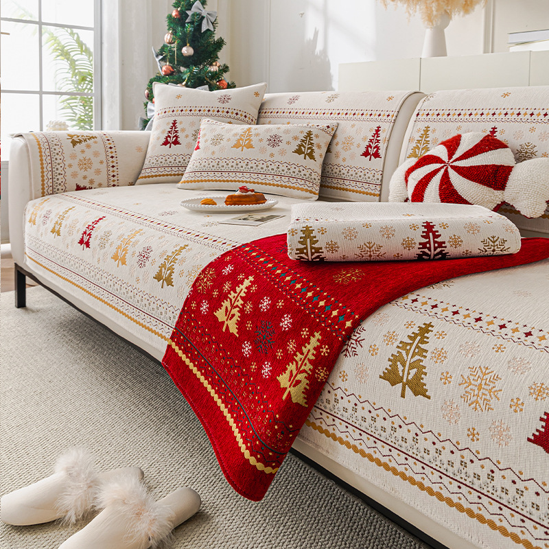 Christmas Tree Chenille Sofa Cushion, All-season Universal