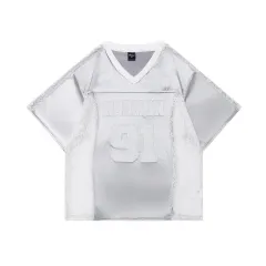 American Retro Spicy Girl Simple Design Short Sleeve T-shirt - Silver - View 1