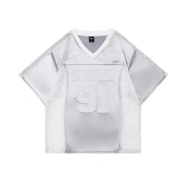 American Retro Spicy Girl Simple Design Short Sleeve T shirt Silver - Shop at LoveMi