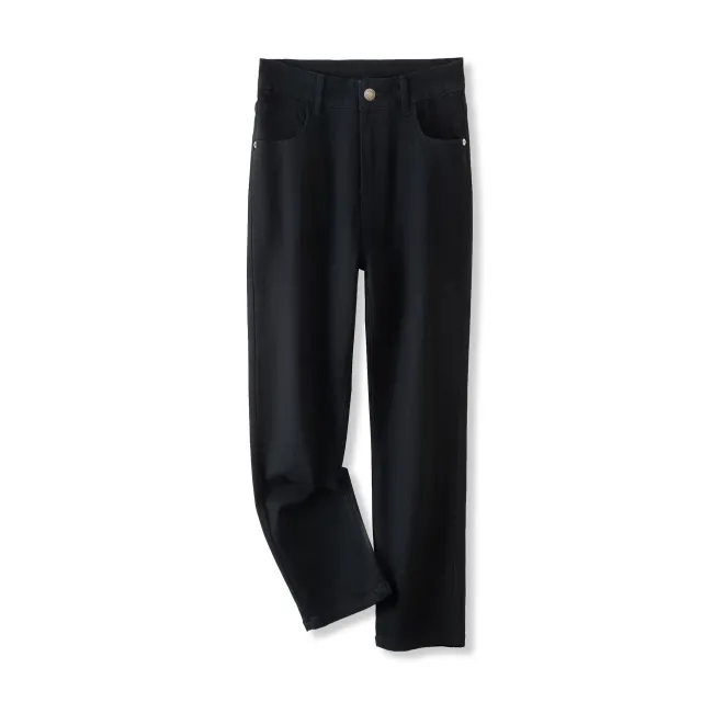 Fleece lined Thick Cropped Jeans For Women Black Plus Velvet - Shop at LoveMi