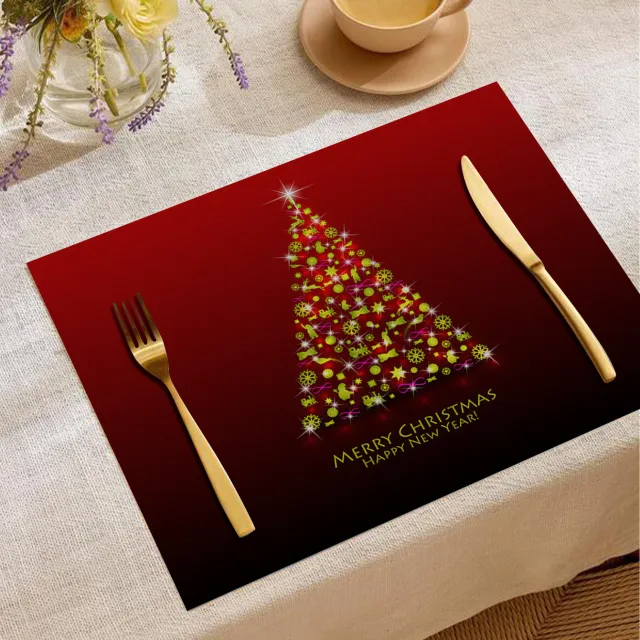Christmas Digital Printing Placemat Linen Insulation Antifouling Decoration Cotton And Linen - Shop at LoveMi