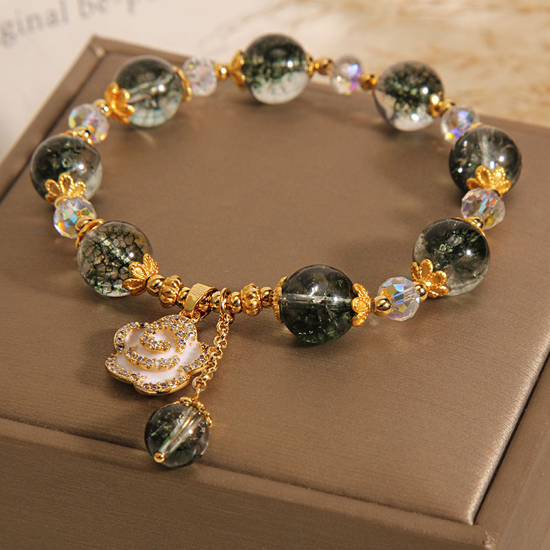 Title 6, Pulsera de cristal fantasma verde colgante de r...