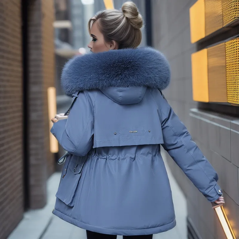 Women's Clothing Velvet Padded Thickened Coat - Blue