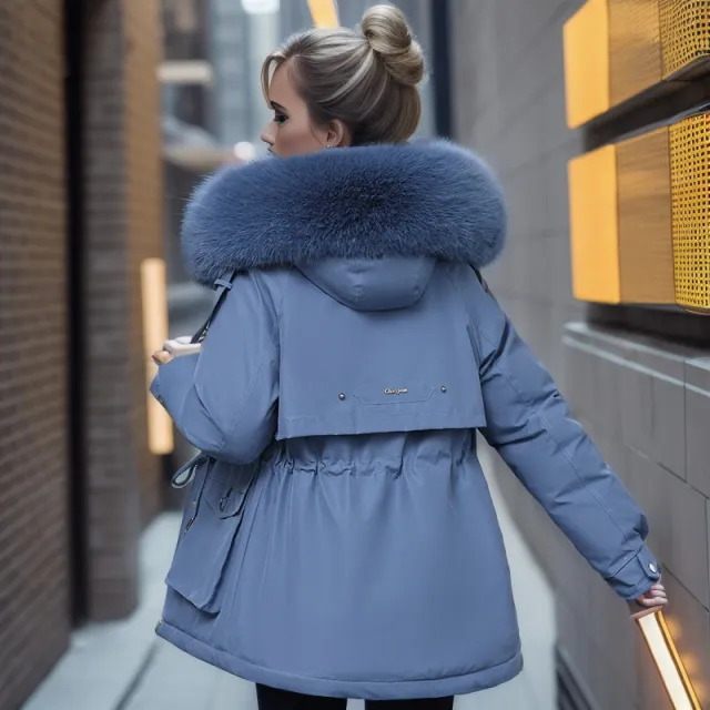 Women's Clothing Velvet Padded Thickened Coat Blue - Shop at LoveMi