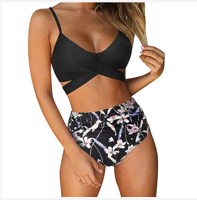 High Waist Floral Print Bikini Set Swimsuit Floral - Shop at LoveMi