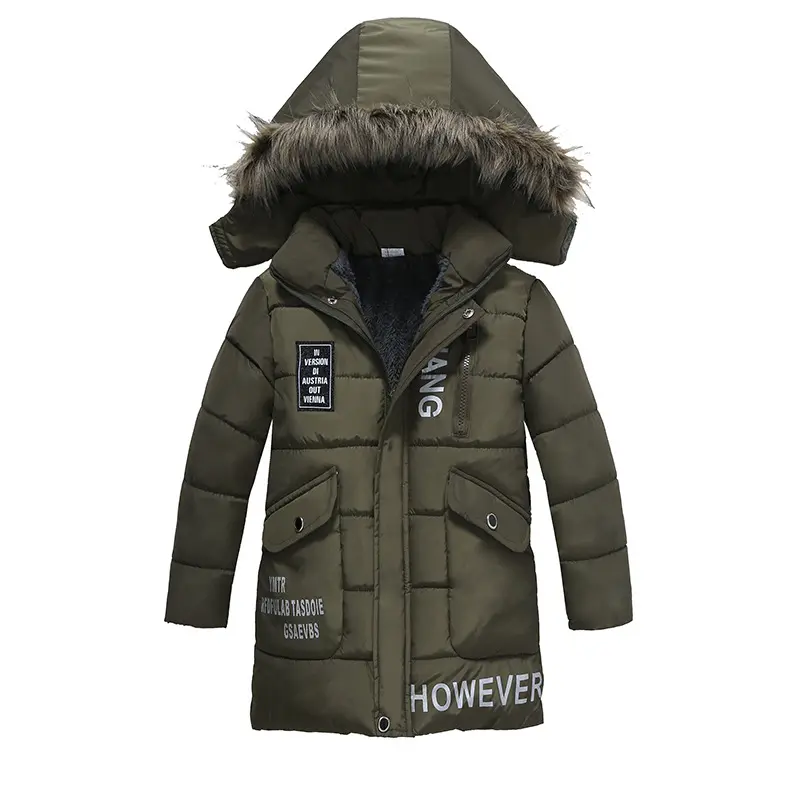 Winter Children's Trendy Cotton-padded Jacket Mid-length Letter
