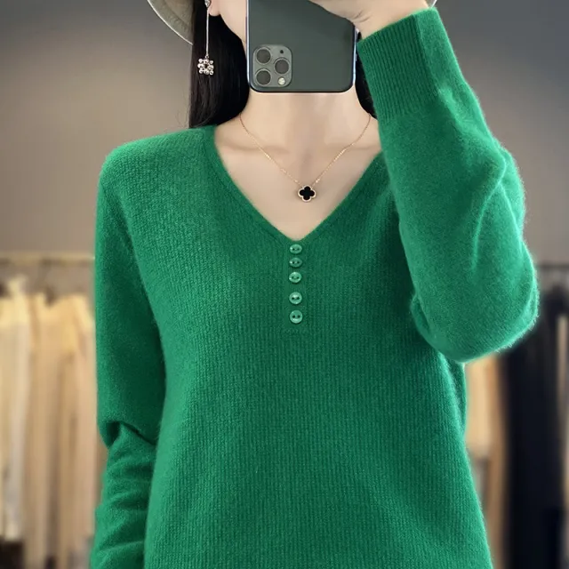 Women's Long sleeved Sweater Top With Tie Buckle Emerald L - Shop at LoveMi