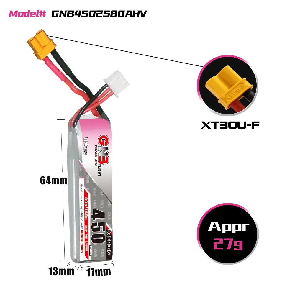 High Energy GNB 450mah 2s 76V HV