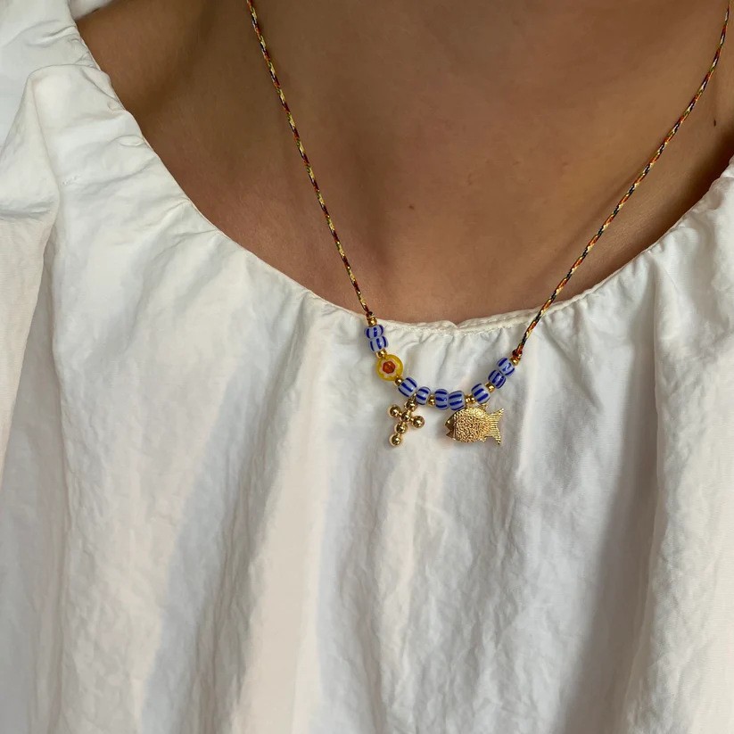 New Shell And Small Fish Bead Fresh Style Necklace