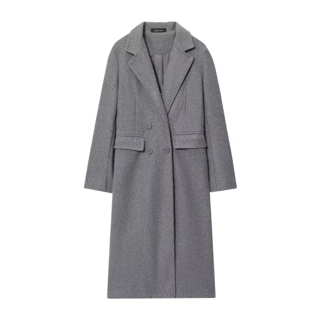 Fashionable Temperamental All match Blended Double breasted Long Lapel Coat Jacket Gray - Shop at LoveMi