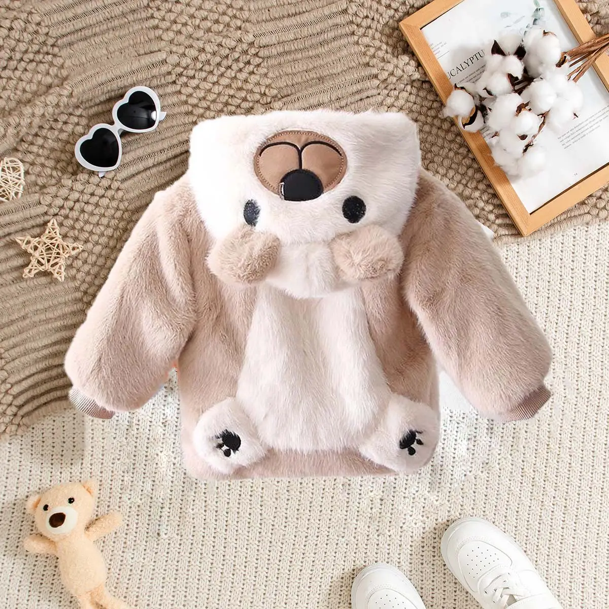 Cute Little Panda Embroidered Zipper Coat