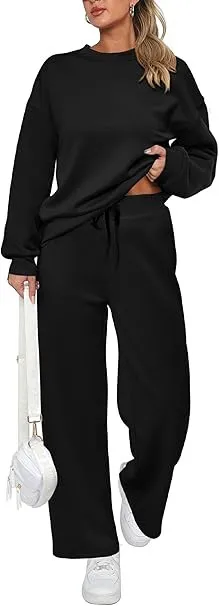 Women's Fashion Individual Casual Wide Leg Suit - Black