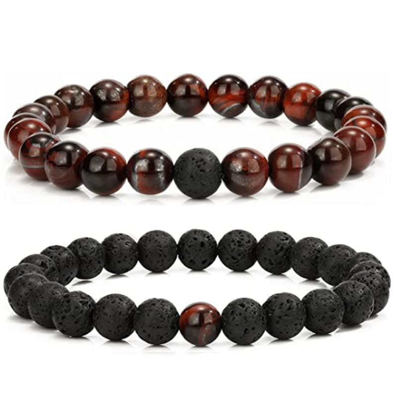 Men's Beaded Lava Stone Beads Couple Bracelet
