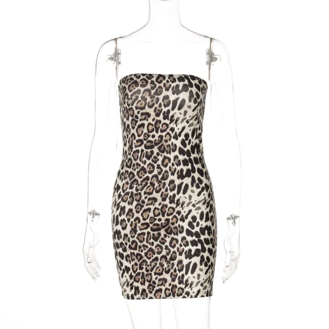Leopard Print Cold shoulder Bodycon Waist Tube Top Dress Leopard Print - Shop at LoveMi