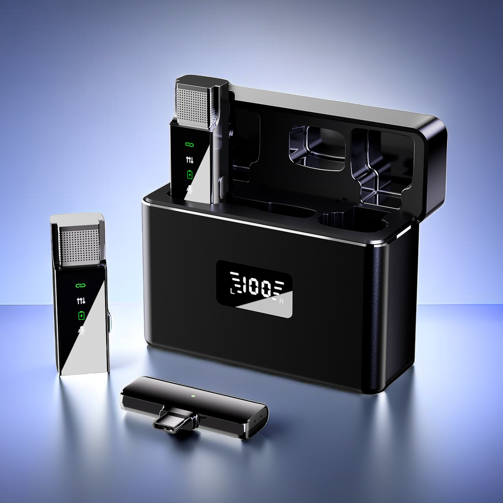 Double Microphone Wireless Collar Clip Microphone Outdoor Short Video Recording Live Broadcast Small Microphone - Image 5