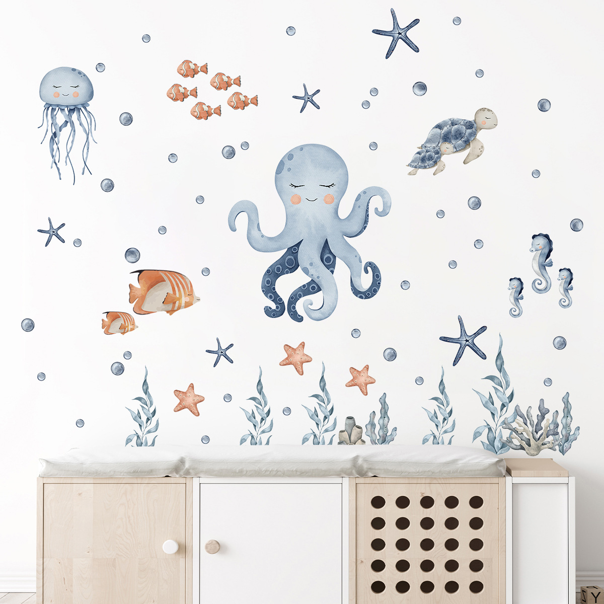 Title 3, Cartoon Cute Sea World Landscape Self-adhesive ...