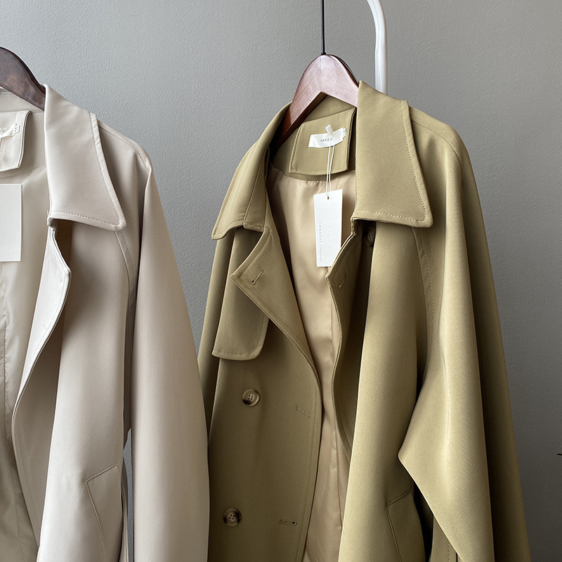 Women's Spring Short Trench Coat Casual Belt Coat