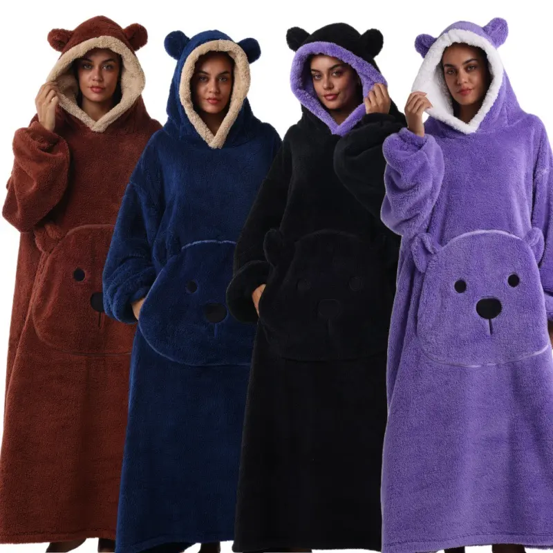 Lazy Blanket TV Outdoor Hooded Solid Color Extended Sleeve